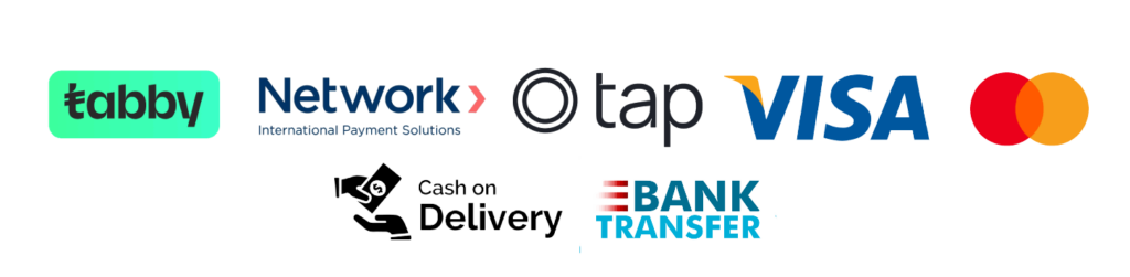 tabby,Network,Tap,visa,master card,cash on delivery,Bank transfer